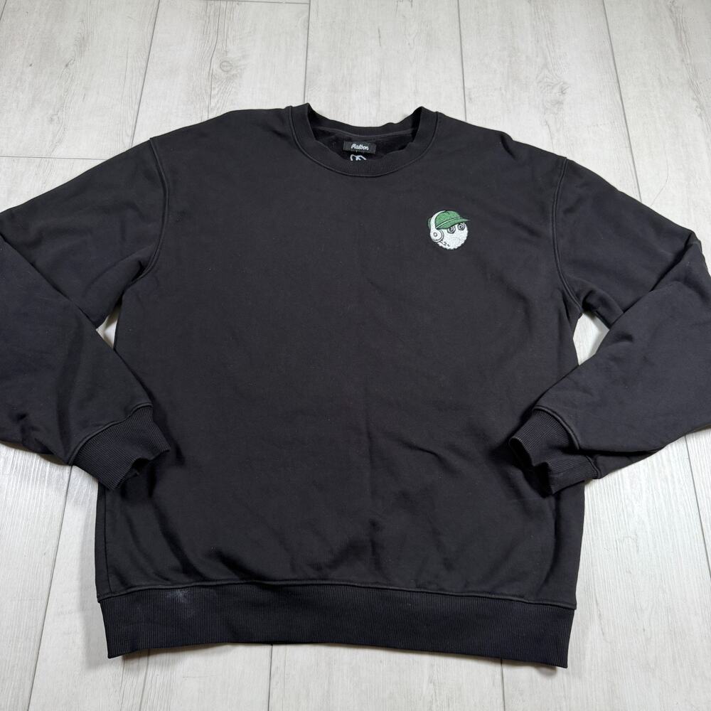 Malbon Men's Medium Crewneck Interscope Black Sweatshirt Embroidered